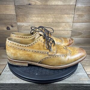 Magnanni Roda Oxford Shoes Mens 9.5M Brown Tan Leather Distressed Wingtip Brogue